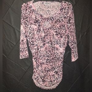 Jennifer Lopez Pink Animal Print Blouse